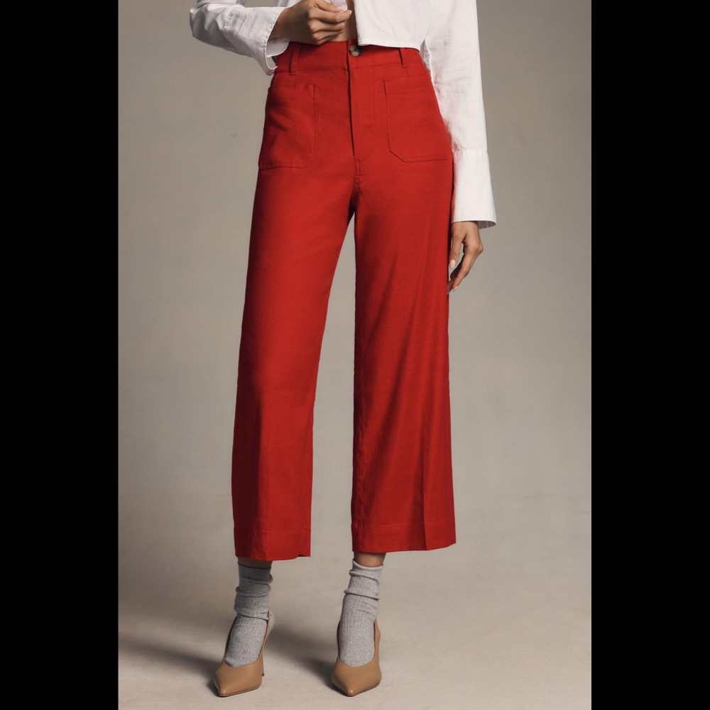 Anthropologie The Colette Cropped Wide-Leg Pants by Maeve: Linen Edition